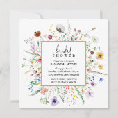 シックワイルドフラワーブライダルシャワー 招待状 (正面)