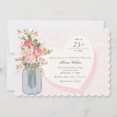 シックワイルドフラワーメイソンジャー赤面ブライダルシャワー 招待状 (正面)