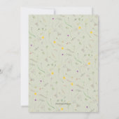 シックワイルドフラワーリースセージグリーンブライダルシャワー 招待状 (裏面)