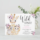 シックワイルドワンサファリガールズ1st誕生日パーティー 招待状 (スタンド正面)