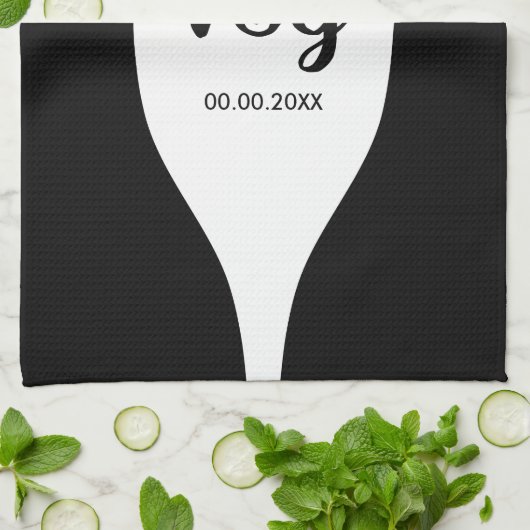 シックワイングラスモノグラム結婚式の引き出物キッチン キッチンタオル (折り畳み)