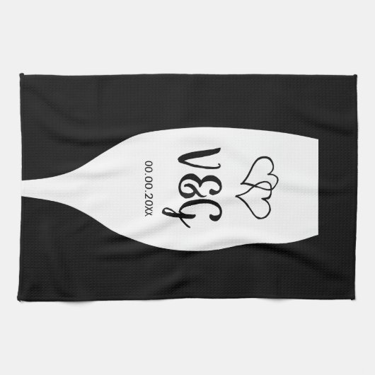 シックワイングラスモノグラム結婚式の引き出物キッチン キッチンタオル (横)