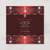 シックワインレッドブルゴーニュ華美オーナメントイニシャル スクエア名刺 (裏面)