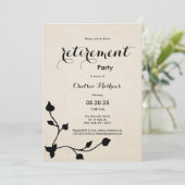シックヴィンテージアイボリーブラックフローラリタイアメントパーティー 招待状 (スタンド正面)