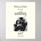 シックヴィンテージアイボリー結婚写真の歓迎サイン ポスター (正面)