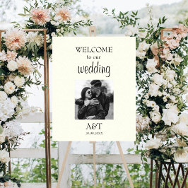 シックヴィンテージアイボリー結婚写真の歓迎サイン ポスター