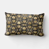 シックヴィンテージアールデコブラック&金ゴールドシェルパターン ランバークッション (裏面)