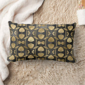 シックヴィンテージアールデコブラック&金ゴールドシェルパターン ランバークッション (ブランケット)