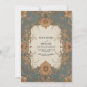 シックヴィンテージアールヌーボー結婚フローラ 招待状 (正面)