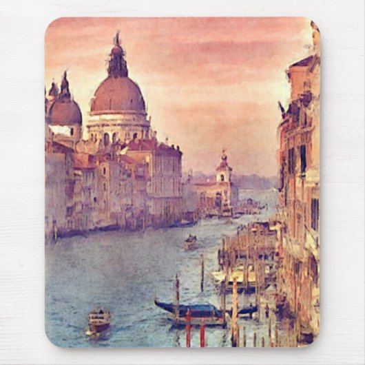 シックヴィンテージイタリアヴェネツィアカナルパステルウォーターカラー マウスパッド (正面)