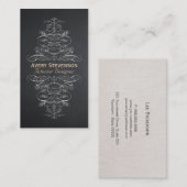 シックヴィンテージインテリアデザイ素朴ナーブラック 名刺 (正面/裏面)