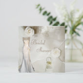 シックヴィンテージウェディングガウンブライダルシャワー 招待状 (スタンド正面)