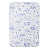 シックヴィンテージキューピッドエンジェルフローラブルーホワイトトワール バスマット (正面縦)