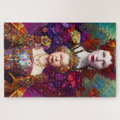 シックヴィンテージクイーンエリザ王室のベスIIブルーとレッド ジグソーパズル (横)