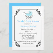 シックヴィンテージスタイルカップルのベビーシャワー 招待状 (正面/裏面)