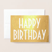 シックヴィンテージタイポグラフィエレガントハッピーバースデー 箔カード (封筒付き正面)