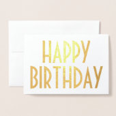 シックヴィンテージタイポグラフィシンプルハッピーバースデー 箔カード (封筒付き正面)
