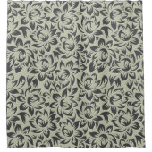 シックヴィンテージトロピカルブルース |抽象芸術フローラ シャワーカーテン (正面)