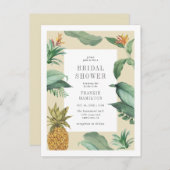 シックヴィンテージトロピカル離れスケッチブライダルシャワー インビテーションポストカード (正面/裏面)