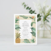 シックヴィンテージトロピカル離れスケッチブライダルシャワー インビテーションポストカード (スタンド正面)