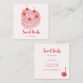 シックヴィンテージハートケーキベーカリーシェフ スクエア名刺 (正面/裏面)