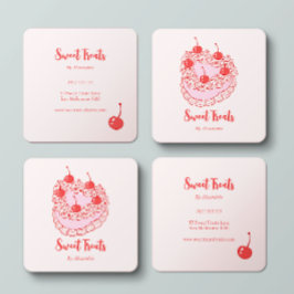 シックヴィンテージハートケーキベーカリーシェフ スクエア名刺