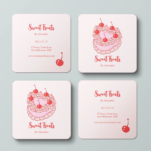 シックヴィンテージハートケーキベーカリーシェフ スクエア名刺