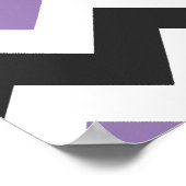 シックヴィンテージバタフライパープルグレーシェブロンパターン ポスター (角)