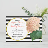 シックヴィンテージピンクアジサイ結婚ズブライダルシャワー 招待状 (スタンド正面)