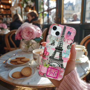 シックヴィンテージピンクフローラパリジャンスクラップブック SAMSUNG GALAXY S21+ケース