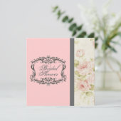 シックヴィンテージピンクフローラブライダルシャワー招待 招待状 (スタンド正面)