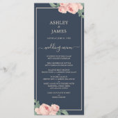 シックヴィンテージピンクローズダークブルー結婚ズ メニュー (正面)