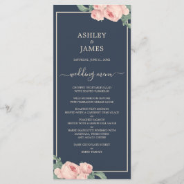 シックヴィンテージピンクローズダークブルー結婚ズ メニュー