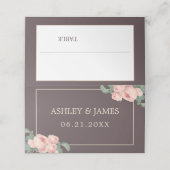 シックヴィンテージピンクローズブルゴーニュ結婚ーズ プレイスカード (外部開封)