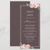 シックヴィンテージピンクローズブルゴーニュ結婚ーズ メニュー (正面/裏面)