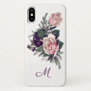 シックヴィンテージピンクローズ,パンジー&パインモノグラム iPhone X ケース