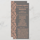 シックヴィンテージピーチグレーレース結婚式 プログラム (正面/裏面)