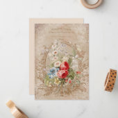 シックヴィンテージフランスのバラエフェメラ ノートカード (正面/裏面インサイチュ)