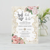 シックヴィンテージフランスのバラランジェリーブライダルシャワー 招待状 (スタンド正面)