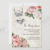 シックヴィンテージフランスのバラランジェリーブライダルシャワー 招待状 (裏面)
