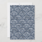 シックヴィンテージフローラネイビーブルーシルバーブライダルシャワー 招待状 (裏面)