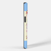 シックヴィンテージフローラバタフライiPhone 14ケースブルー Case-Mate iPhoneケース (裏面 / 右)