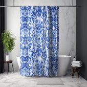 シックヴィンテージブルートイレデジュエモノグラム シャワーカーテン
