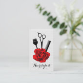 シックヴィンテージヘアスタイリスト美容師レッド 名刺 (スタンド正面)