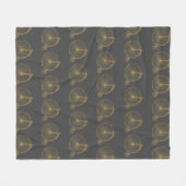 シックヴィンテージペニーファーシングバイク金ゴールドグリッターグレー フリースブランケット (正面(横))