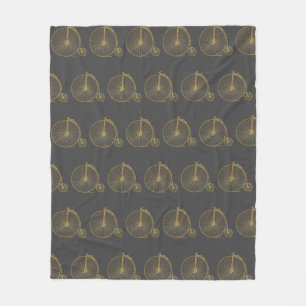 シックヴィンテージペニーファーシングバイク金ゴールドグリッターグレ フリースブランケット