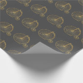 シックヴィンテージペニーファーティンバイク金ゴールドグリッターグレイ ラッピングペーパー (角)