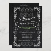 シックヴィンテージルックシャルボードブライダルシャワー 招待状 (正面/裏面)