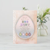 シックヴィンテージレースオールド紙イースターエッグ狩りパーティー 招待状 (スタンド正面)