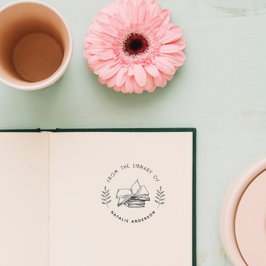 シックヴィンテージ図書植物学エレガント院 セルフインキングスタンプ